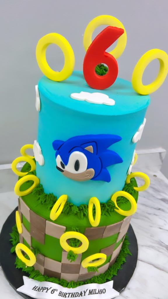 Sonic the Hedgehog Logo Sonic Yellow Blue Spiral Background Edible Cake  Topper Image