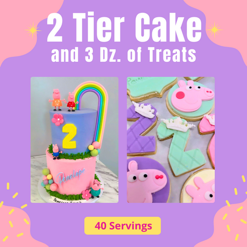 2 Tier Cake and choice of 3 Dozen of Treats
