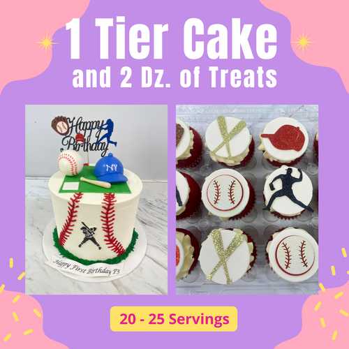 1 Tier Cake and choice of 2 Dozen of Treats